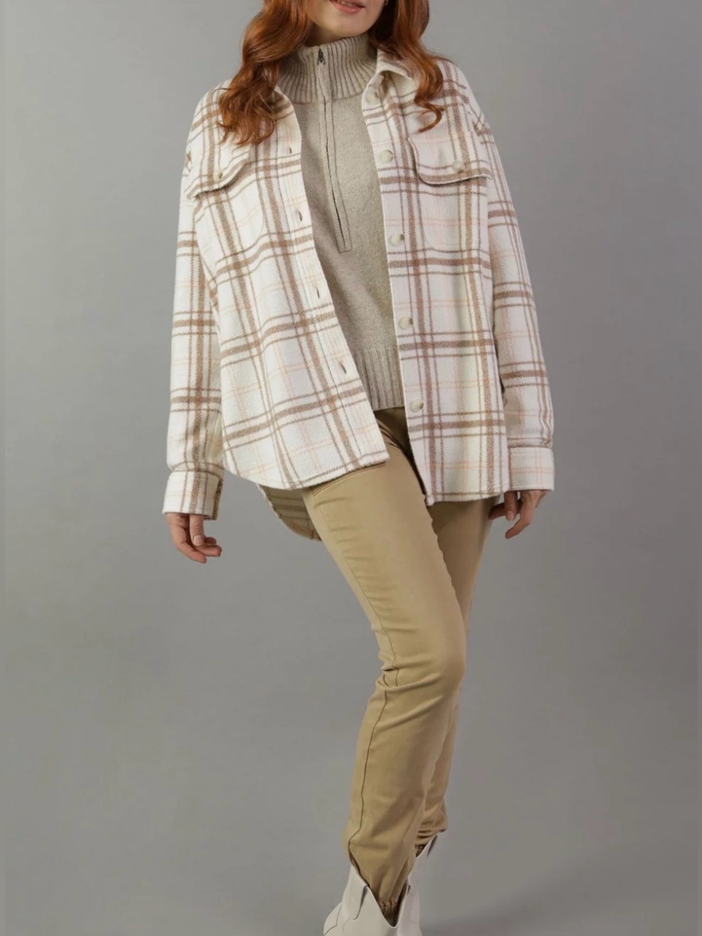 Plaid Button-Up Utility Jacket